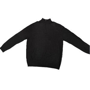 Hawker Rye Mens Cotton Cashmere Charcoal Gray Pullover Sweater Large 1/4 Zip‎